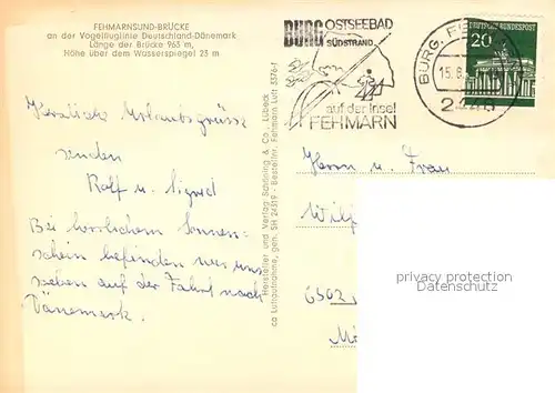 AK / Ansichtskarte Burg_Fehmarn Fliegeraufnahme Fehmarnsund Bruecke  Burg Fehmarn