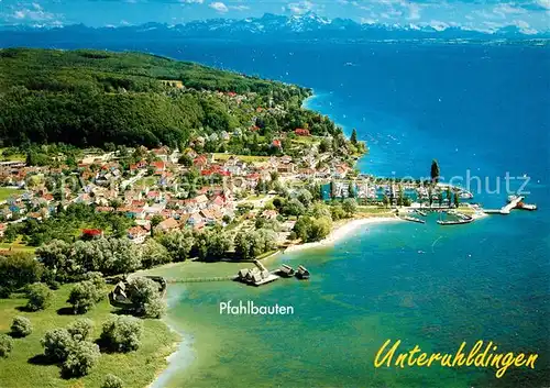 AK / Ansichtskarte Unteruhldingen Fliegeraufnahmef Pfahlbauten Unteruhldingen