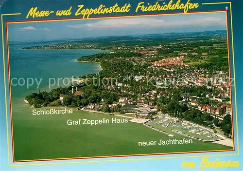 AK / Ansichtskarte Friedrichshafen_Bodensee Fliegeraufnahme Schlosskirche Graf Zeppelin Haus Friedrichshafen Bodensee