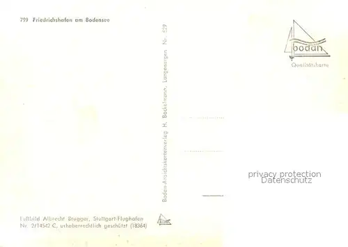 AK / Ansichtskarte Friedrichshafen_Bodensee Fliegeraufnahme Friedrichshafen Bodensee