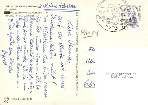 AK / Ansichtskarte Pfalzgrafenweiler DRK Mutter Kind Kurheim Fliegeraufnahme Pfalzgrafenweiler