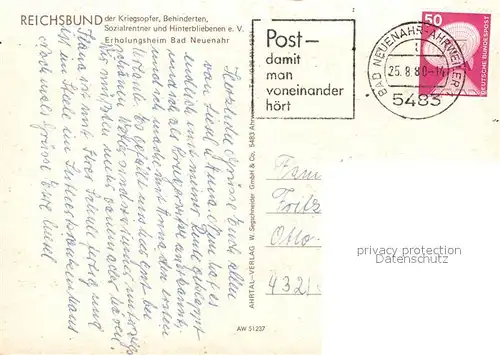 AK / Ansichtskarte Bad_Neuenahr Ahrweiler Reichsbund Erholungsheim Foyer Aufenthaltsraum Restaurant Bad_Neuenahr Ahrweiler