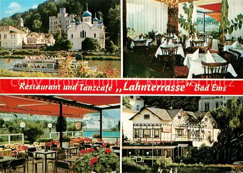 AK / Ansichtskarte Bad_Ems Restaurant Tanzcafe Lahnterrasse Fahrgastschiff auf der Lahn Bad_Ems