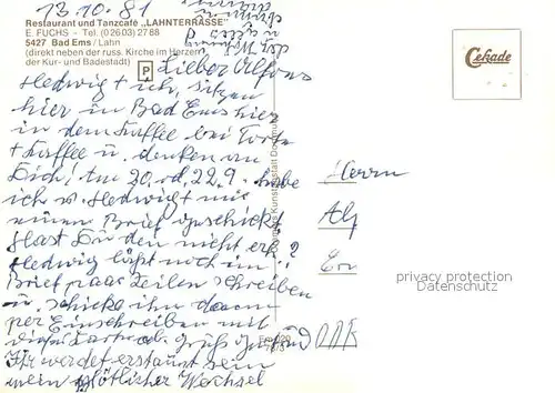 AK / Ansichtskarte Bad_Ems Restaurant Tanzcafe Lahnterrasse Fahrgastschiff auf der Lahn Bad_Ems