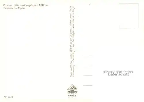 AK / Ansichtskarte Priener_Huette Berggaststaette am Geigelstein Gipfelkreuz Chiemgauer Alpen Priener Huette