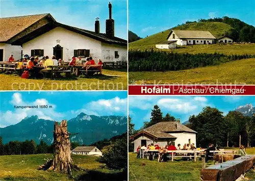 AK / Ansichtskarte Aschau_Chiemgau Hofalm Jausenstation Bayerische Alpen Blick zur Kampenwand Aschau Chiemgau