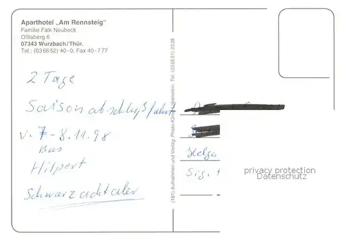 AK / Ansichtskarte Wurzbach Aparthotel Am Rennsteig Restaurant Hallenbad See Wurzbach