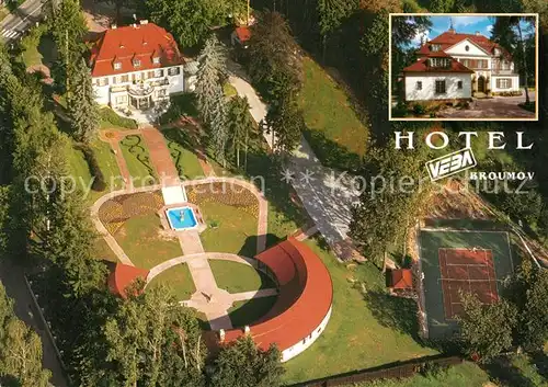 AK / Ansichtskarte Broumov_Boehmen Hotel Veba Fliegeraufnahme Broumov Boehmen