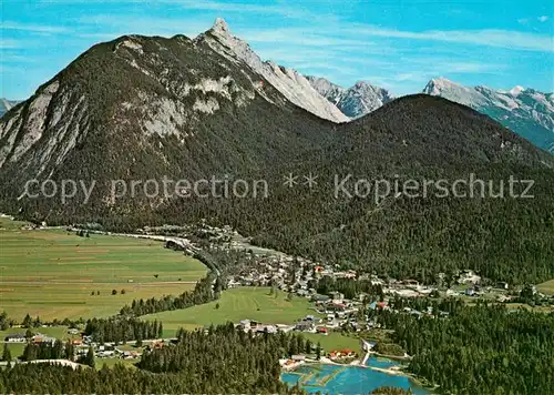 AK / Ansichtskarte Weidach_Leutasch Panorama Blick gegen Arnspitze Karwendelgebirge Fliegeraufnahme Weidach_Leutasch