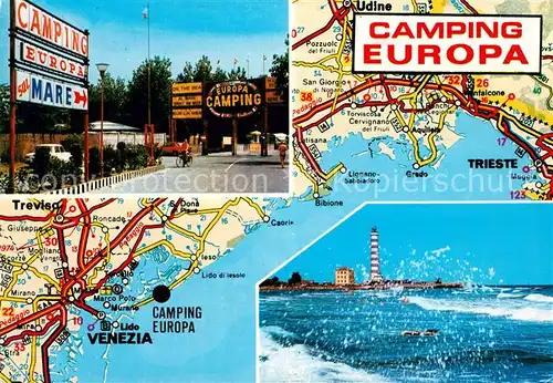 AK / Ansichtskarte Cavallino_Venezia Camping Europa Leuchtturm Landkarte Adriakueste Cavallino Venezia