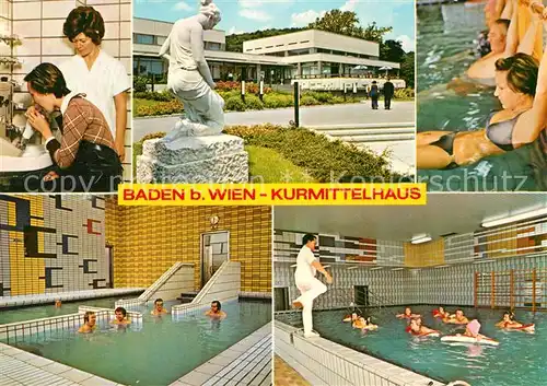 AK / Ansichtskarte Baden_Wien Kurmittelhaus Kuranwendungen Denkmal Statue Baden_Wien