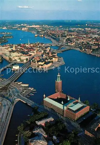 AK / Ansichtskarte Stockholm Stadshuset Gamla Stan Stadthaus Altstadt Fliegeraufnahme Stockholm