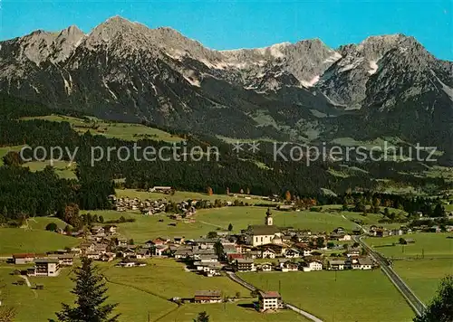 AK / Ansichtskarte Soell_Tirol gegen Wilden Kaiser Kaisergebirge Fliegeraufnahme Soell_Tirol