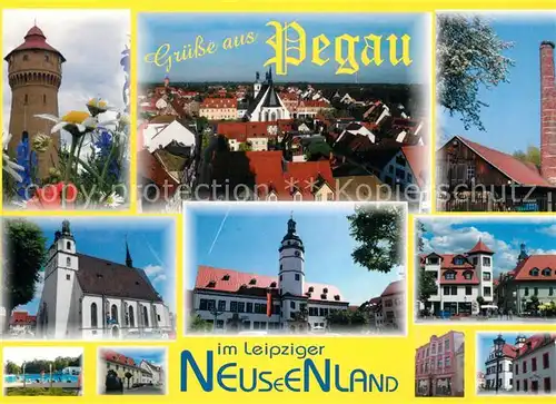 AK / Ansichtskarte Pegau Wasserturm Altstadt Technisches Denkmal Ziegelei Rathaus Kirche Pegau