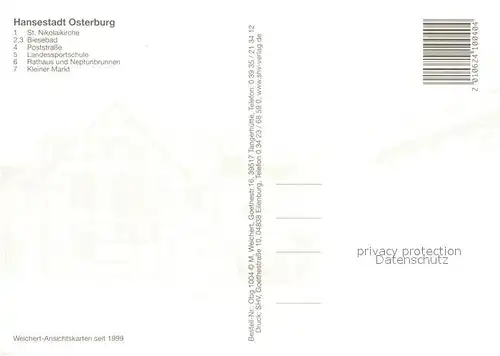 AK / Ansichtskarte Osterburg_Altmark Nikolaikirce Biesebad Poststrasse Landessportschule Rathaus Markt Osterburg_Altmark