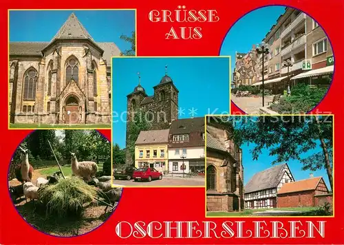 AK / Ansichtskarte Oschersleben_Bode Nikolaikirche Halberstaedter Strasse Pfarrhaus Kirchplatz  Oschersleben_Bode
