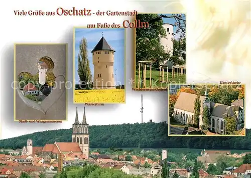 AK / Ansichtskarte Oschatz Stadt Waagenmuseum Wasserturm Klosterkirche Panorama Oschatz
