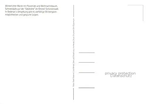 AK / Ansichtskarte Oederan Markt Pyramide Weihnachtsbaum Winter Schnee Udohoehe Schoenerstadt Oederan