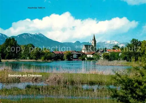 AK / Ansichtskarte Seebruck_Chiemsee Panorama Kirche Hochries Seebruck Chiemsee