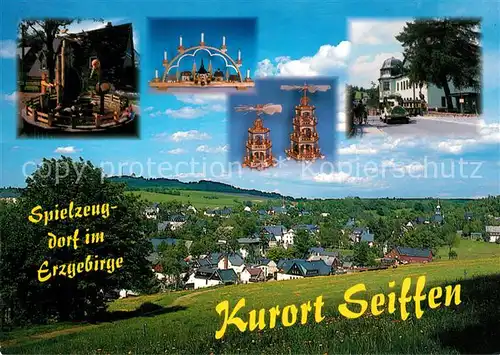 AK / Ansichtskarte Seiffen_Erzgebirge Pyramiden Schwibbogen Spielzeugmuseum Wasserspielbrunnen Seiffen Erzgebirge