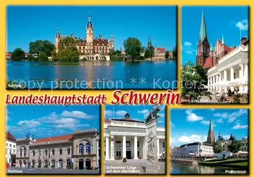 AK / Ansichtskarte Schwerin_Mecklenburg Schloss Dom Pfaffenteich Rathaus Schwerin_Mecklenburg