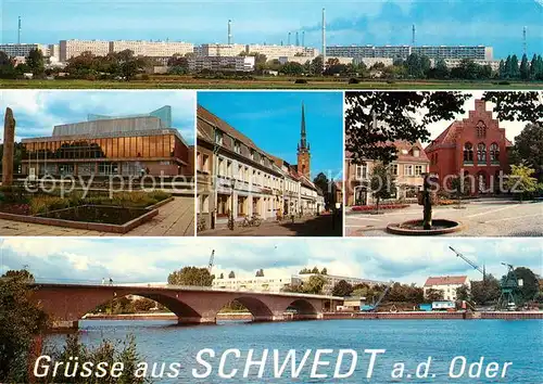 AK / Ansichtskarte Schwedt_Oder Theater Vierradener Strasse Katholische Kirche Kreisgericht Bruecke  Schwedt Oder
