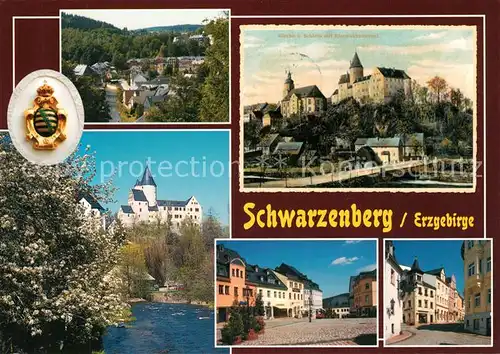 AK / Ansichtskarte Schwarzenberg_Erzgebirge Schloss Schwarzenerg Markt Oberes Tor Schwarzenberg Erzgebirge