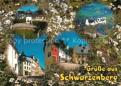 AK / Ansichtskarte Schwarzenberg_Erzgebirge Glockenspiel Georgenkirche Schloss Oberes Tor Vorstadt Schwarzenberg Erzgebirge