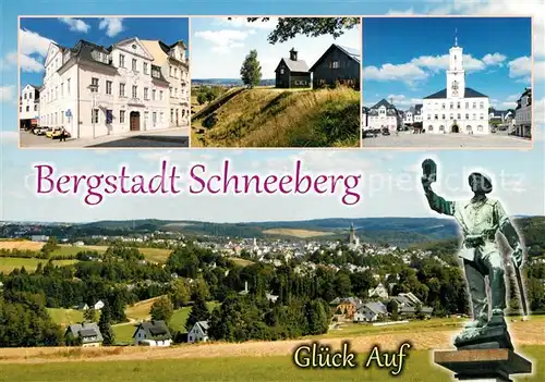 AK / Ansichtskarte Schneeberg_Erzgebirge Schmeilhaus Fuerstenplatz Fundgrube Anna und Schindler Rathaus Markt Schneeberg Erzgebirge