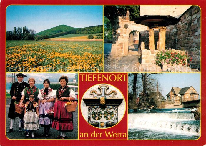 AK / Ansichtskarte Tiefenort Trachten Flusswehr Amtshaus Tiefenort Nr