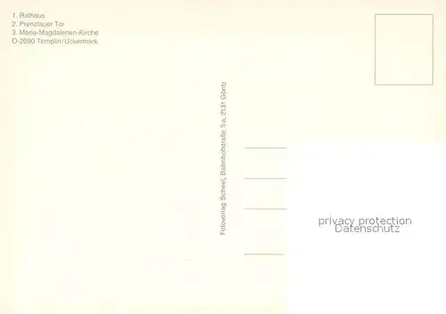 AK / Ansichtskarte Templin Rathaus Prenzlauer Tor Maria Magdalenen Kirche  Templin
