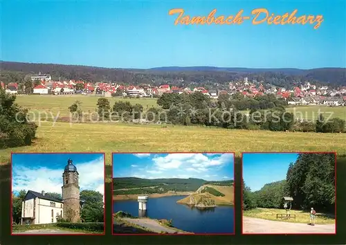 AK / Ansichtskarte Tambach Dietharz Panorama Lutherkirche Talsperre Schmalwaser Spittergrund Tambach Dietharz