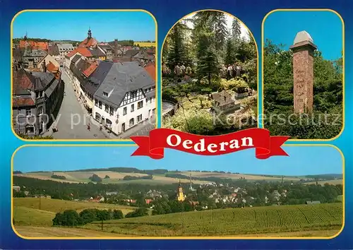 AK / Ansichtskarte Oederan Kleine Kirchgasse Klein Erzgebirge Postdistanzsaeule Panorama Oederan