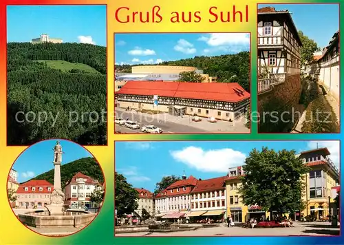 AK / Ansichtskarte Suhl_Thueringer_Wald Hotel Ringberg Waffenmuseum Waffenschmied Brunnen Steinweg Suhl_Thueringer_Wald