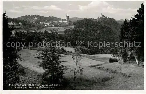 AK / Ansichtskarte Fraenkische_Schweiz Blick vom Roller auf Schloss Kirche und Kurhaus Goessweinstein Fraenkische Schweiz