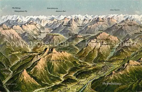 AK / Ansichtskarte Bad_Reichenhall Panoramakarte mit Berchtesgaden und Untersberg Bad_Reichenhall