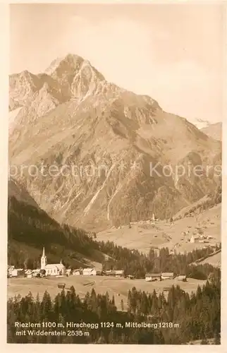 AK / Ansichtskarte Riezlern_Kleinwalsertal_Vorarlberg mit Hirschegg Mittelberg und Widderstein Riezlern_Kleinwalsertal