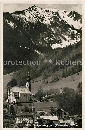 AK / Ansichtskarte Ruhpolding mit Kirche und Hochfelln Ruhpolding