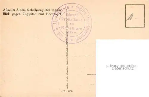 AK / Ansichtskarte Nebelhorn Gipfel mit Zugspitze und Hochvogel Nebelhorn