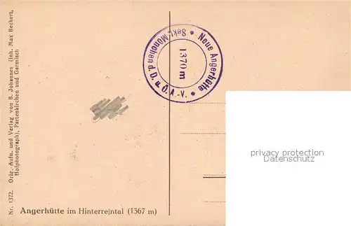 AK / Ansichtskarte Angerhuette im Hinterreintal Angerhuette