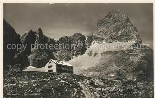 AK / Ansichtskarte Karwendel Lamsenhuette mit Lamsenspitze Karwendel