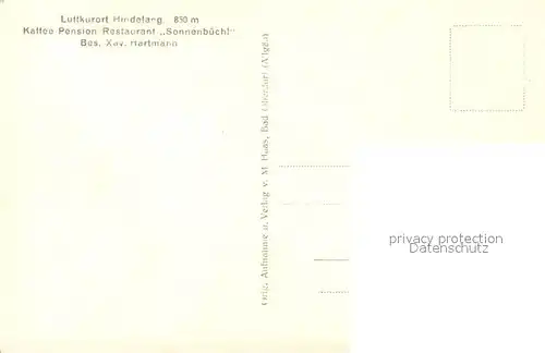 AK / Ansichtskarte Hindelang Kaffee Pension Restaurant Sonnenbuechl Hindelang