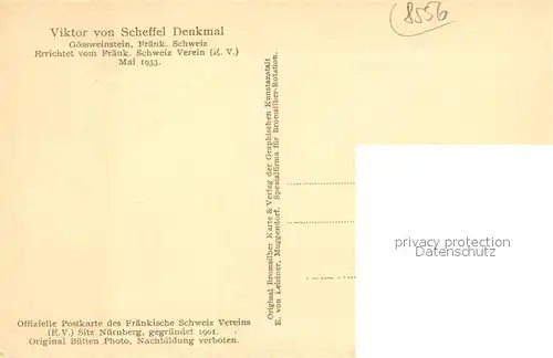 AK / Ansichtskarte Goessweinstein Viktor von Scheffel Denkmal Goessweinstein