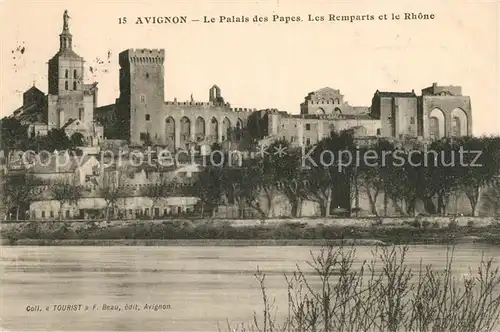 AK / Ansichtskarte Avignon_Vaucluse Le Palais des Papes Les Remparts et le Rhone Avignon Vaucluse