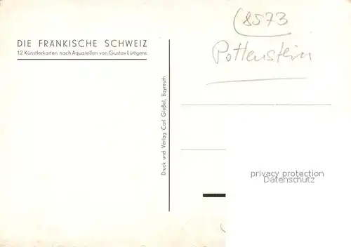 AK / Ansichtskarte Pottenstein_Oberfranken Ortsmotiv mit Burg Kuenstlerkarte Pottenstein_Oberfranken