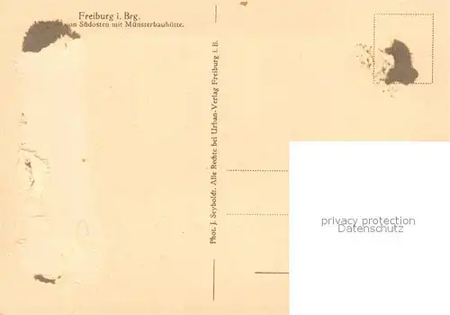 AK / Ansichtskarte Freiburg_Breisgau Muenster mit Muensterbauhuette Freiburg Breisgau