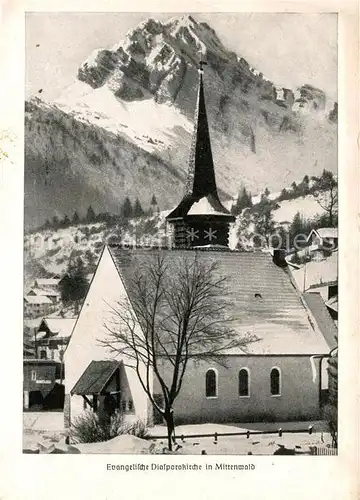 AK / Ansichtskarte Mittenwald_Bayern Ev Diasporakirche Mittenwald Bayern