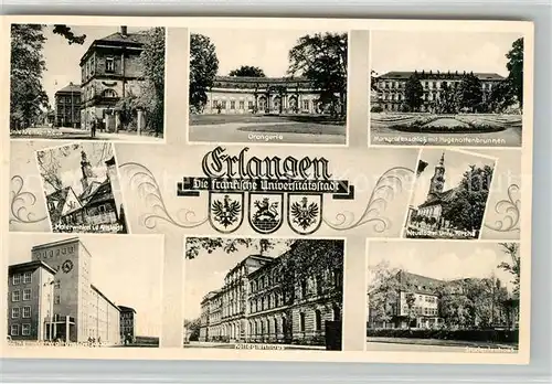 AK / Ansichtskarte Erlangen Unikrankenhaus Orangerie Markgrafenschloss Malerwinkel Neustaedter Dom Kirche Kollegienhaus Studentenhaus Erlangen
