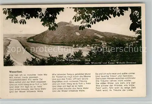 AK / Ansichtskarte Porta_Westfalica Wesertalblick mit Kaiser Wilhelm Denkmal Porta_Westfalica