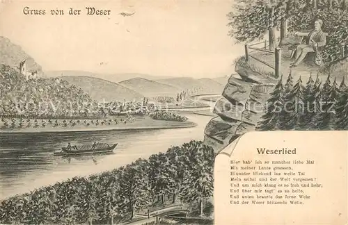 AK / Ansichtskarte Weser Partie an der Weser mit Weserlied Weser
